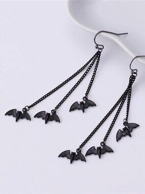 Bat Dangle Earrings Gothic Goth Halloween Vampire Punk Witchy Costume Jewelry